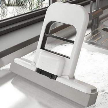 Imagem de Mini esfregão portátil de mesa de cozinha, esfregão de limpeza macio com absorção de água, bancada dobrável, pequenos esfregões 15 x 13 x 3 cm, branco e preto
