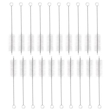Imagem de HARFINGTON Conjunto de escovas de limpeza de palha, aço inoxidável 304 de comprimento e cerdas de nylon para garrafa de água, tubos de copo de canudo de silicone, branco (20 mm OD, conjunto de 20