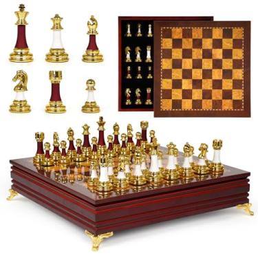 Imagem de 15-Inch Luxury Chess Set for Adults – Weighted Zinc Alloy & Acrylic Chess Pieces with Wooden Chess Board, Premium Classic Board Game for Home, Office, Travel, Family Game Night & Gifts