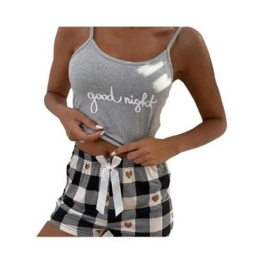 Imagem de Conjunto De Pijama Feminino De Verão Sexy Com Camisola Estampada E Sho