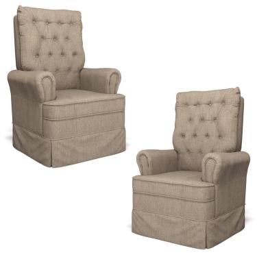 Imagem de Kit 02 Poltronas De Amamentação E Descanso Com Balanço Laís G05 Linho Areia - Mpozenato