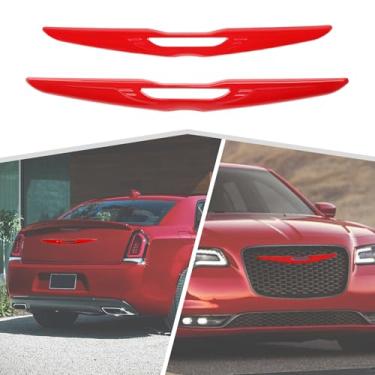 Imagem de Amayum Kit de acabamento de capa de emblema de grade de para-choque dianteiro vermelho para Chrysler 300 300C 2015+ acessórios externos