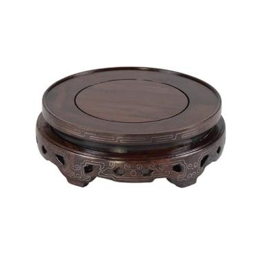 Imagem de suporte para bonsai Base de madeira redonda em estilo chinês para vasos e jogos chá bonsai(Grande)