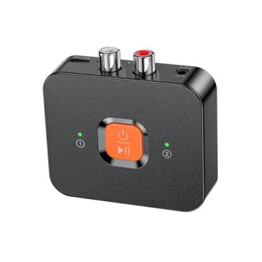 Imagem de MOOKEENONE Adaptador de áudio Bluetooth 6.0, receptor adaptador de áudio sem fio de sistema de som, RCA/AUX