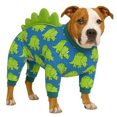 Imagem de LovinPet Pijama de cachorro grande, macacão elástico de quatro pernas, pijama leve com proteção UV, traje de recuperação calmante anti-lambe para cirurgia, fácil de vestir para raças médias e grandes