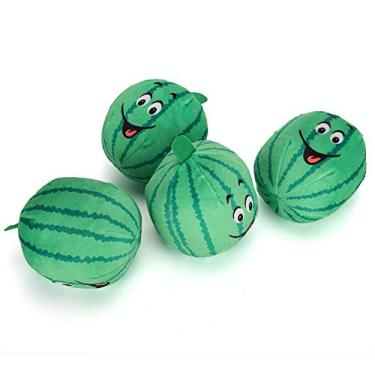 Imagem de AYNEFY Brinquedo para Mastigar para Animais de Estimação, Design de Melancia de Pelúcia, Brinquedo Interativo Estridente para Cães e Gatos, Ideal para Brincar e Moer Dentes, 3,9 X 3,5 pol.