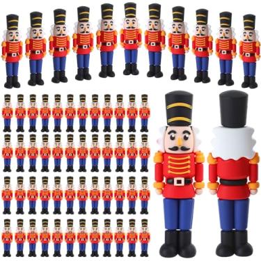 Imagem de Simgoing 60 minibonecos de quebra-nozes de Natal a granel 3,5 x 2,8 cm, pequenos quebra-nozes, bonecos de soldado em miniatura, enfeites de Natal, decorações de soldado de borracha, figuras de Natal