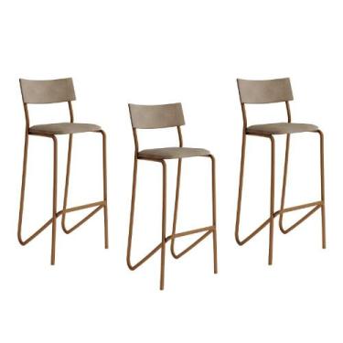 Imagem de Kit 3 Banquetas Altas Cozinha Balcão 1747 Carraro Areia Rose