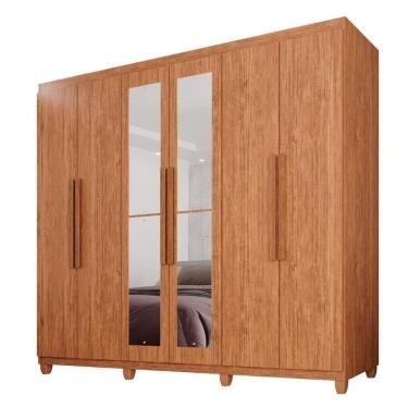 Imagem de Guarda-roupa Casal 100% Mdf 6 Portas E 4 Gavetas Espanha Com Espelho