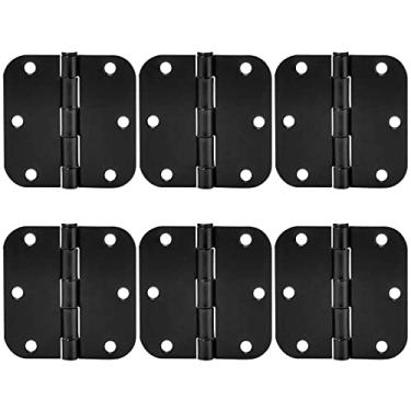 Imagem de Zion Dobradiças de porta redondas pretas foscas resistentes 7,6 x 7,6 cm - 6 peças