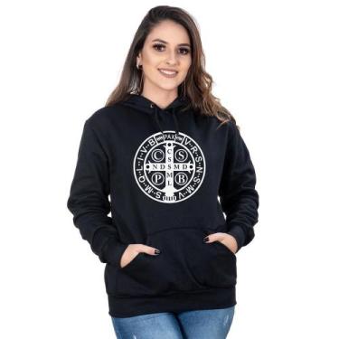 Imagem de Blusa Moletom Feminina Bolso Canguru Capuz Estampa Conforto - Campero,