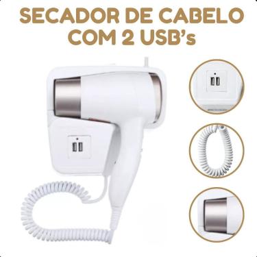 Imagem de Secador De Cabelo Branco Quente E Frio Tipo Hotel 220V