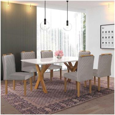 Imagem de Conjunto Sala De Jantar Munique 6 Cadeiras Cinza