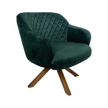 Imagem de Poltrona Kitana Pés Madeira Giratório Veludo Verde
