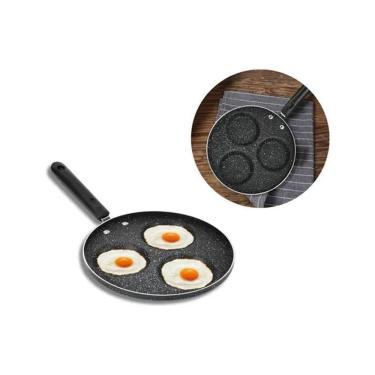 Imagem de Frigideira Preta 23Cm Antiaderente Com 3 Divisórias Ovos