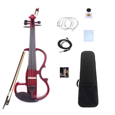 Imagem de Vetimobato Conjunto de viola elétrica silenciosa de 40,6 cm - corpo de madeira maciça com revestimento metálico de ébano, conjunto completo de viola de 5 cordas para prática iniciante, desempenho