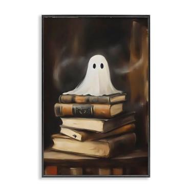 Imagem de Stupell Industries Ghost on Book Stack Gray Framed Giclee Art, design by Arlington Prints, 18 x 12