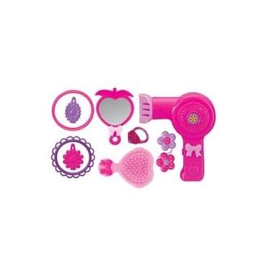 Imagem de Kit de Beleza Infantil, Brinquedo com Acessórios Rosa, Maleta com Espelho e Secador, 15 Peças para Meninas