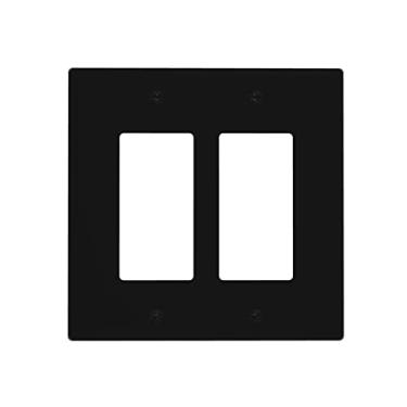 Imagem de Wmhusu Capas de tomada preta para interruptor de luz de 2 gangues duplo balancim USB placa de parede decorativa GFCI receptáculo elétrico para banheiro, quarto, decoração de casa