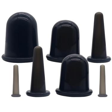 Imagem de Conjunto de ventosas de silicone de 7 peças para cuidados faciais e corporais, inclui copos pequenos, médios, grandes e GG, macio, seguro e fácil de usar para relaxar e contornar