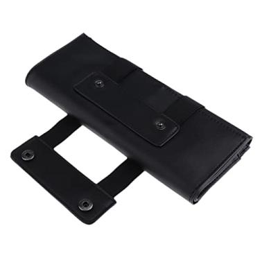 Imagem de barenx Bolsa de couro PU para tesoura, suporte de tesoura, bolsa de armazenamento de cabelo de barbeiro - preta