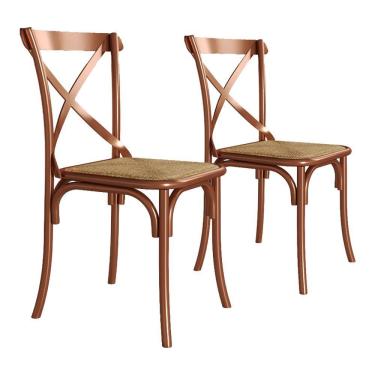 Imagem de Kit 2 Cadeiras Katrina Cobre Assento Corano Bege New Green - Aço - Bege