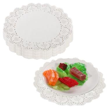 Imagem de 280 peças de papel de renda branca, jogo americano descartável redondo de 26 cm, ideal para festas, jantares, casamentos e óleo de cozimento absorvente