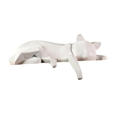 Imagem de Generic Estátua de gato para decoração de estante, escultura de animal em resina, peça decorativa para sala de estar, centro de mesa para inauguração de casa, Altura 11 Cm