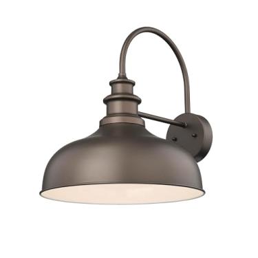 Imagem de Bestshared Luminária De Celeiro Em Pescoço De Ganso Para Área Externa, Arandela De Parede Externa, Luminária De Parede Vintage, Luminária De Parede Industrial Preta (Orb + Branco, 1 Pacote)