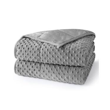 Imagem de UINIU Cobertor ponderado de bolinhas para adultos tamanho solteiro 6,8 kg, cobertor macio refrescante pesado respirável para todas as estações, manta ponderada lavável com contas de vidro, 121 x 182