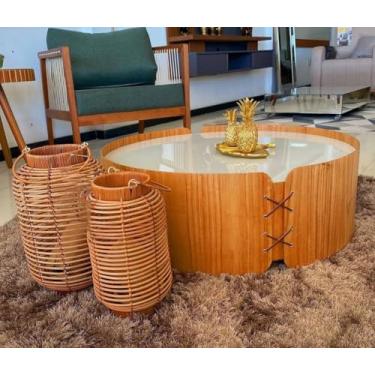 Imagem de Mesa de Centro Istambul 80x80 Off White com Amadeirado