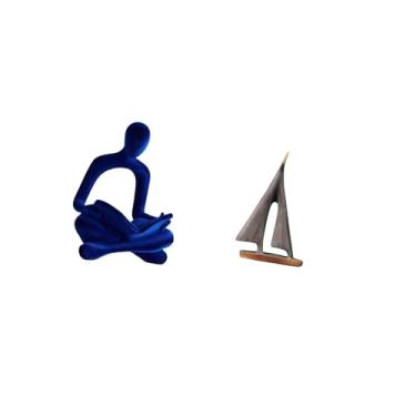 Imagem de Fenteer Escultura de Estatueta Humana Abstrata E Ornamento de Estátua de Barco à Vela, Coleção de Arte Decorativa Versátil para Escritório, Bar, Hotel, Casame