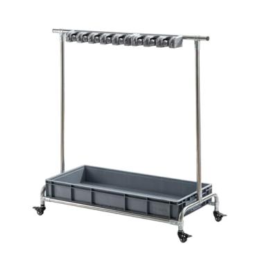 Imagem de TRGCJGH Carrinho de limpeza sobre rodas, carrinho de limpeza com rodinhas para organização de suprimentos de limpeza, suporte de limpeza com prateleiras, suporte de esfregão de vassoura (10