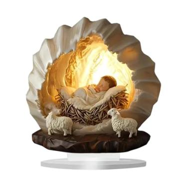 Imagem de KiBcsLic Decoração de mesa com cena natalina 2D, peça central criativa em acrílico plano com suporte, ideal para lareira, festas e ambientes internos, 23cm