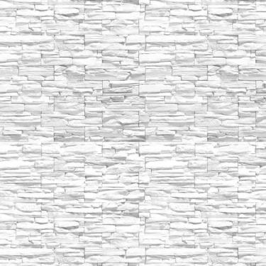 Imagem de Papel De Parede Pedra E Tijolos Branco Adesivo Sala Quarto - LRP