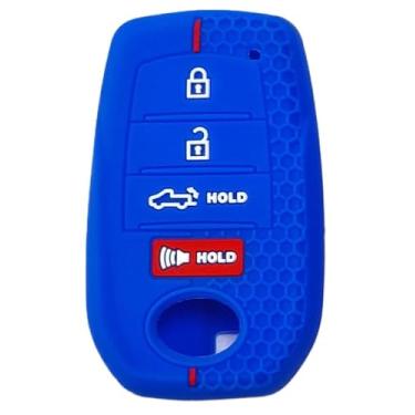 Imagem de Capa de chaveiro para Toyota Crown Corolla Cross Hybrid Highlander Grand Highlander Prius Prime modelos, silicone com 4 botões, entrada sem chave, protetor remoto de substituição (azul)