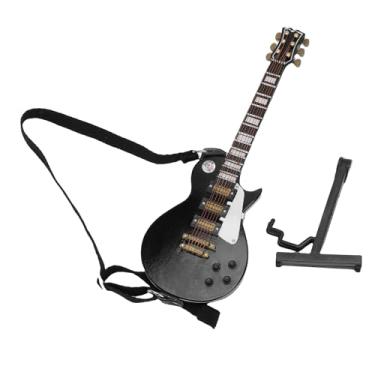 Imagem de SALALIS Modelo de Guitarra Elétrica Em Miniatura de Madeira Preta, Suporte para Decoração de Casa, Exibição de Modelo de Guitarra Elétrica de Madeira Preta, Sala de Estar