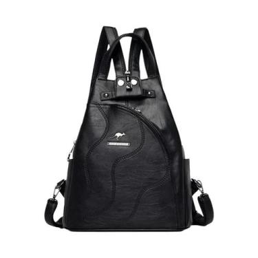 Imagem de Mochila De Couro Para Meninas Adolescentes, Bolsa De Viagem Com Zíper,