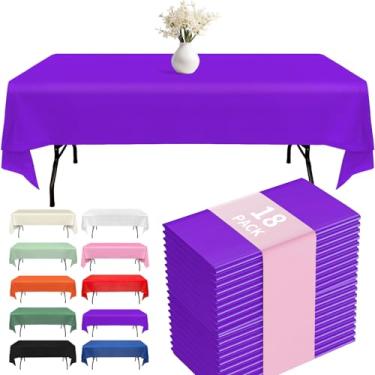 Imagem de Fixwal Toalha de mesa de plástico descartável, pacote com 18, toalhas de mesa de 137 x 272 cm, decorações de festa de Halloween, decoração de verão, toalhas de mesa de Halloween, retângulo, capa de