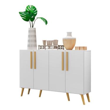 Imagem de Aparador Buffet 4 Portas Com Pés Retrô Viena Branco/natural