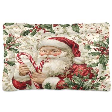 Imagem de SEHANY Cama de Natal para cães de Papai Noel, cama de gato com fundo antiderrapante, cama de canil, colchão macio para animais de estimação, lavável para cães pequenos, médios e grandes, gatos, 91 x