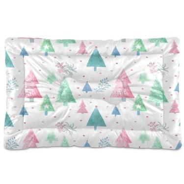 Imagem de SEHANY Cama de árvore de Natal em aquarela para cães e gatos com fundo antiderrapante, caixa de canil, colchão macio para animais de estimação, lavável para cães pequenos, médios e grandes, gatos, 91