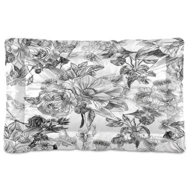 Imagem de SEHANY Cama de flores coloridas para cães e gatos com fundo antiderrapante, cama de canil, colchão macio para animais de estimação, lavável para cães pequenos, médios e grandes, gatos, 91 x 61 cm