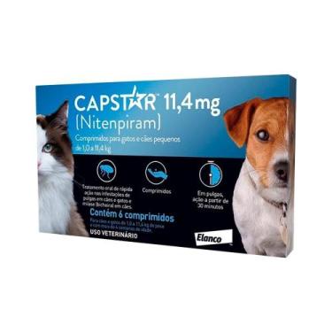 Imagem de Antipulgas Capstar Elanco para Cães e Gatos - Até 11Kg 11,4mg 6 Compri