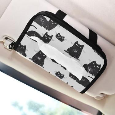 Imagem de SEHANY Porta-lenços de carro de gato fofo, caixa de lenços de papel de carro, suporte de guardanapo retangular dispensador de máscara de carro caixa de lenços de veículo para automóvel universal
