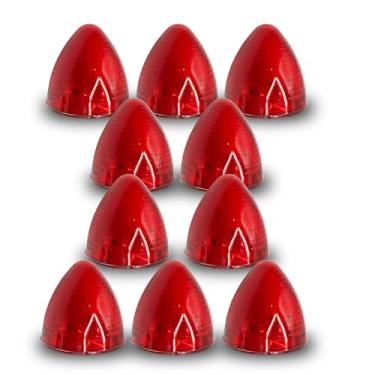 Imagem de All Star Truck Parts 10 peças de luzes laterais vermelhas 9LED de 5 cm, luz de colmeia de 5 cm, luzes de liquidação de cone redondo com lente refletora para substituição de caminhão de reboque de 12 V