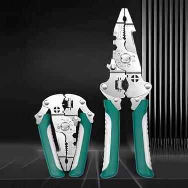 Imagem de 1 descascador de fios dobrável multifuncional de grau industrial de eletricista, crimpagem e decapagem de aço de alto carbono, 1 peça