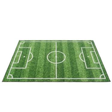 Imagem de bimiti Tapete de campo de futebol 153 x 239 cm, tapete antiderrapante macio com tema de grama interna e externa para sala de estar, quarto, sala de jogos, tapete grande para estádio de futebol
