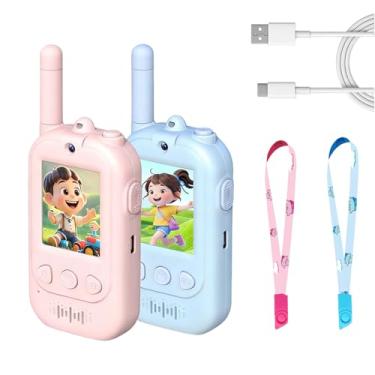 Imagem de Video walkie talkies for Kids,walkie talkies Long Range, Rechargeable Video Walkie-Talkie Gift,Suitable for Boys and Girls Aged 3 to 12 for Indoor and Outdoor Play(Blue/Pink).