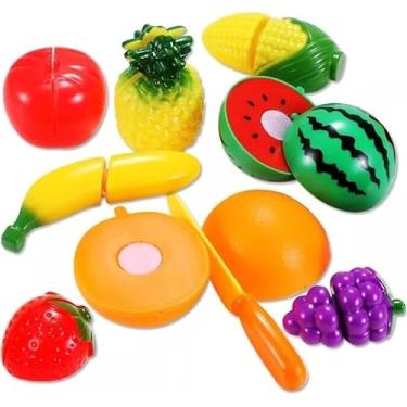 Imagem de Frutinhas de Cortar Kit com Frutas e Legumes, Brinquedo Educativo Didático Presente para Criança - 12 Peças Sortidas